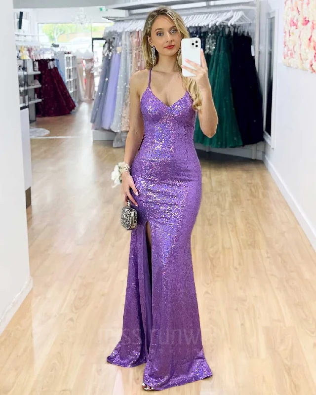 India Sequin Gown - Lilac [HIRE] Sequin Dress Sparkle