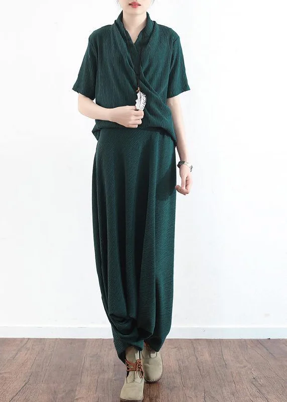 New original design green Tencel irregular head suit two-piece suit hanger pants