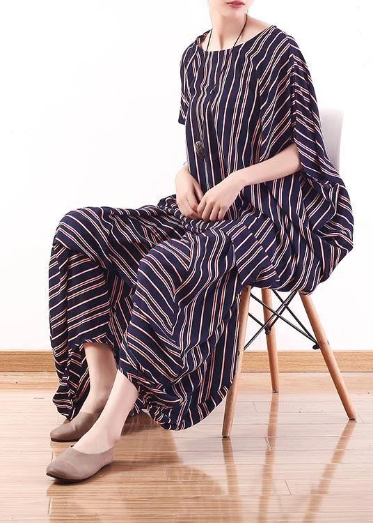 2024 New Stripe Women's Loose Size Bat Sleeve Top Lantern Pants Set in Summer