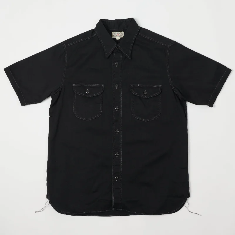 Buzz Rickson's BR38401 S/S Herringbone Work Shirt - Black