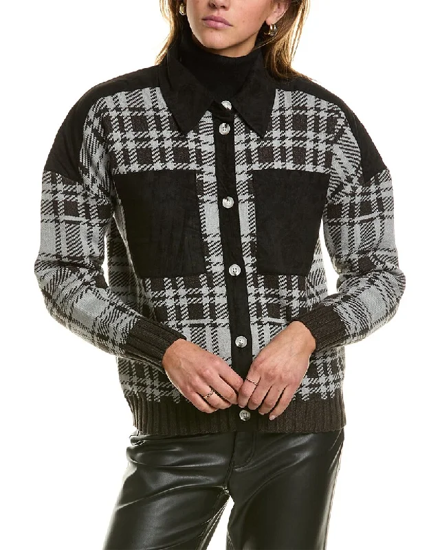 Central Park West Rhea Plaid Shacket Classic Black Blazer