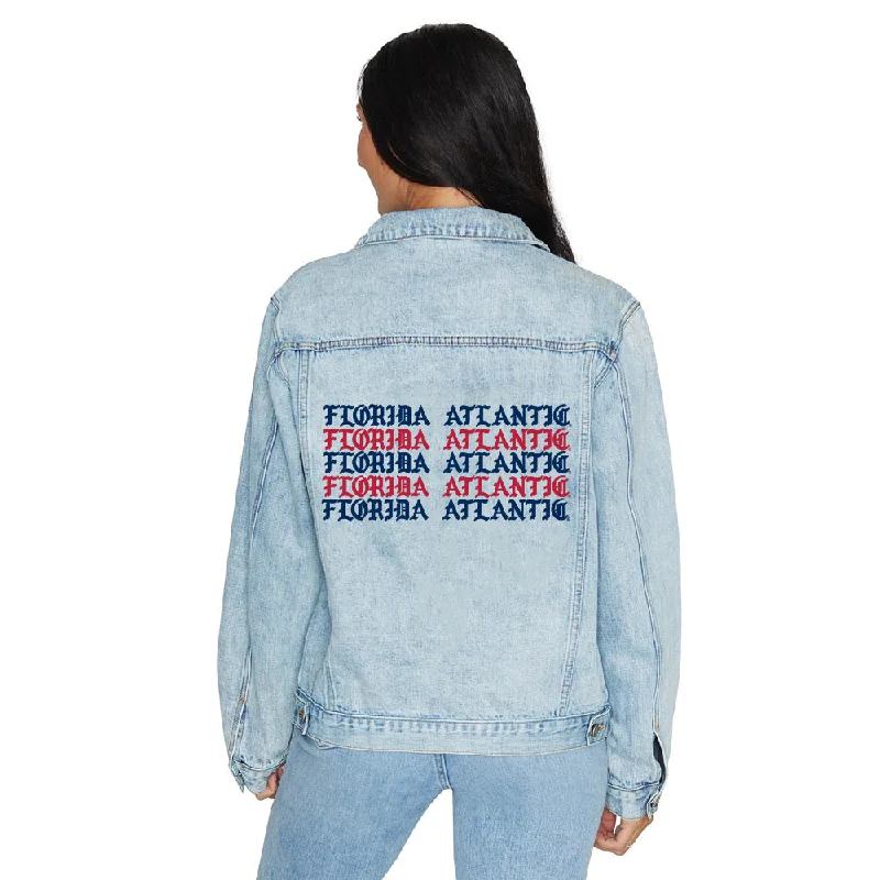 Florida Atlantic Owls Gothic Denim Jacket Women's oversized jackets