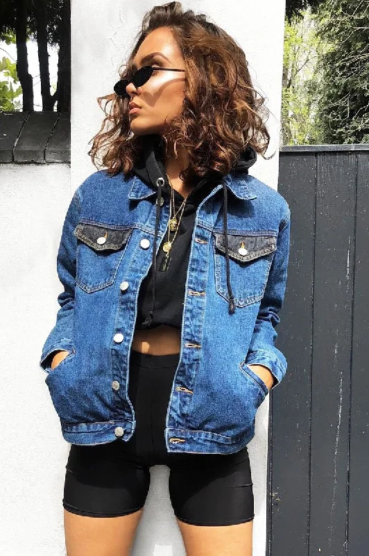 Blue Two Tone Denim Jacket -Shay Women's winter jackets