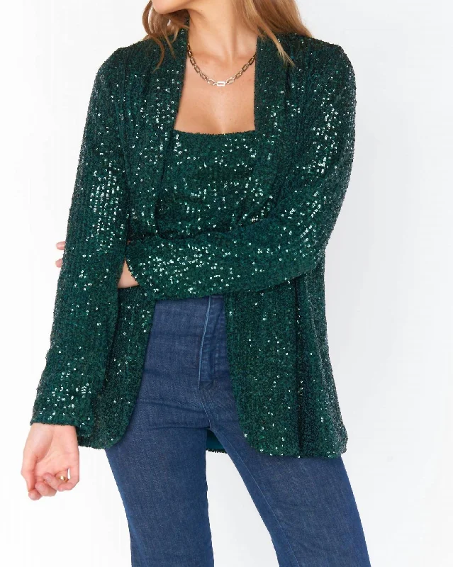 Dance Blazer In Emerald Sequins Classic Blazer Style