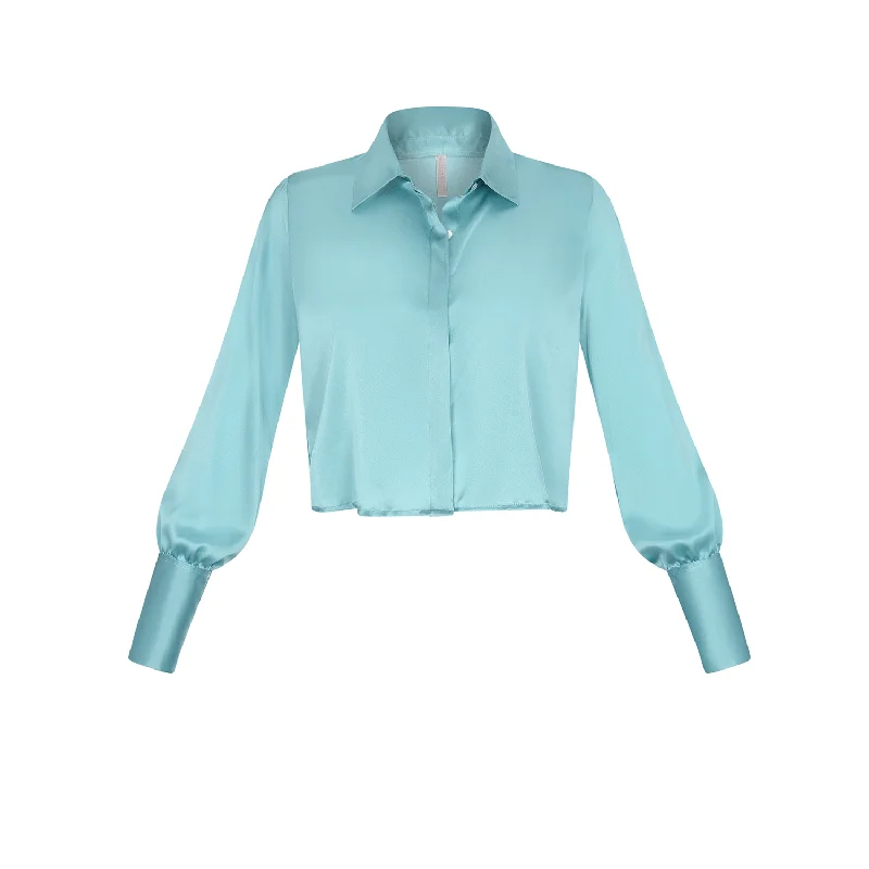 SHIRT SILK ELASTANE TURQUOISE 447