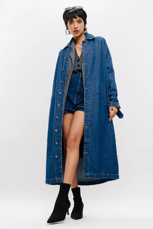 Classic Denim Trench Coat Women's elegant jackets