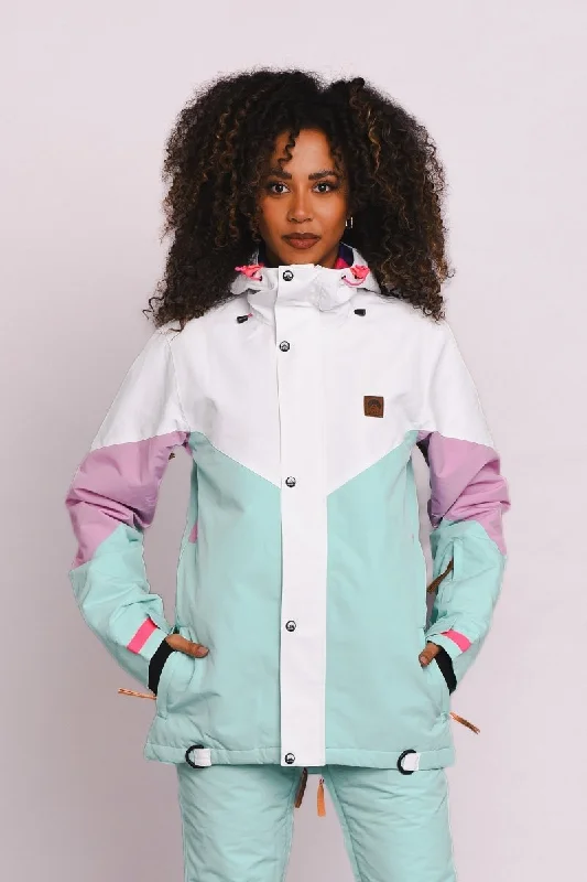 1080 Women's Ski & Snowboard Jacket - Pastel Pink, White & Pastel Mint Women's H&M jackets