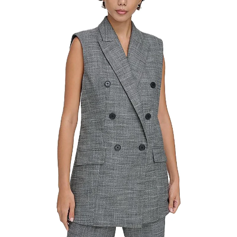 Womens Slub Business Double-Breasted Blazer Long Sleeve Women’s Blazer