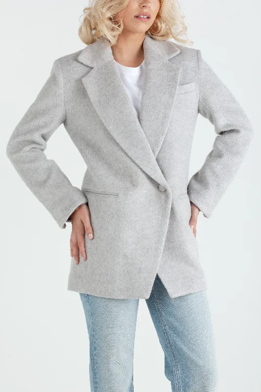 "The Hannah" - Brushed Blazer Coat (Grey) Women's spring jackets