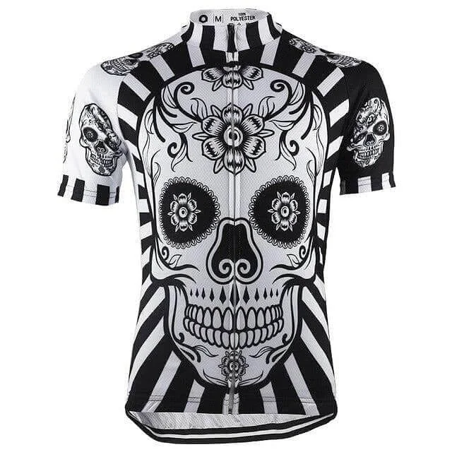 Flower Skull Print Cycling Jersey High-neck Sweatshirt Hoodie