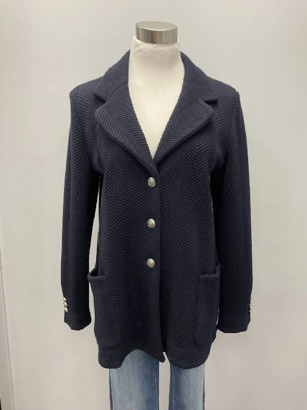 Chevron Wool/cotton Jacket In Navy Oversized Women’s Blazer