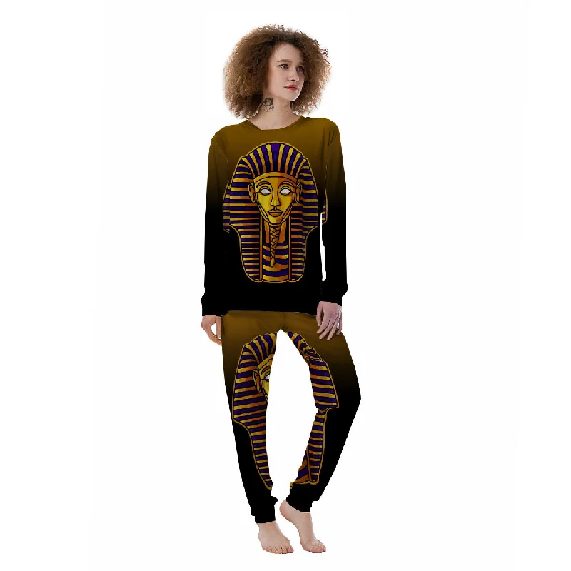 Golden Pharaoh Egyptian Print Women's Pajamas Floral pajama sets