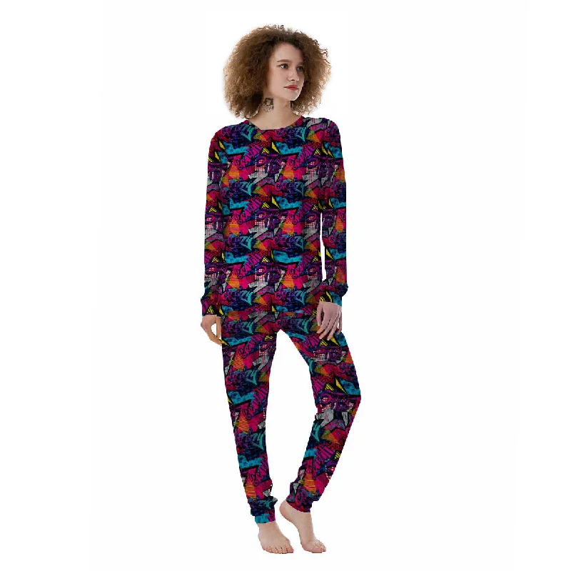 Graffiti Grunge Print Pattern Women's Pajamas Unisex pajama sets