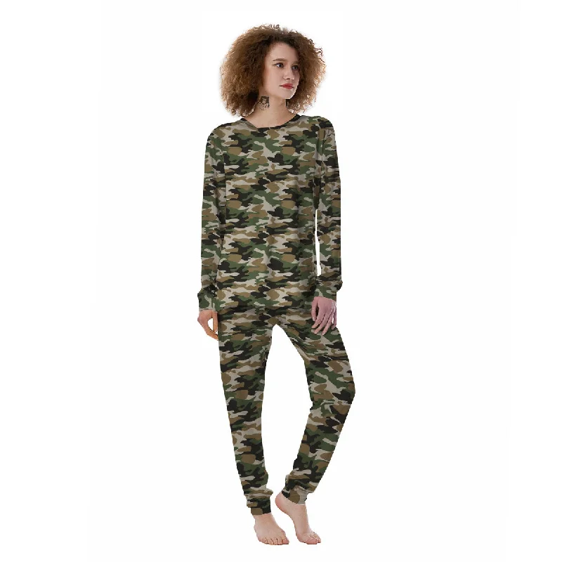 Green Desert Camouflage Print Women's Pajamas Designer pajama sets