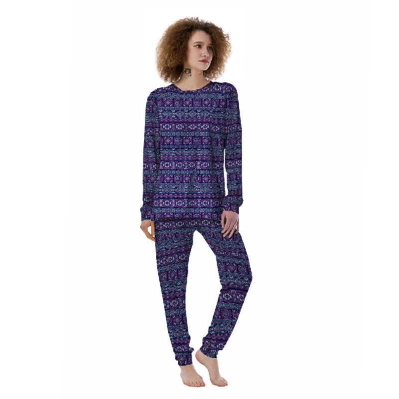 Grunge Trippy Ethnic Aztec Print Women's Pajamas Thermal pajama sets