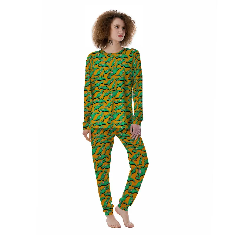 Halloween Cute Dino Print Pattern Women's Pajamas Plus size pajama sets