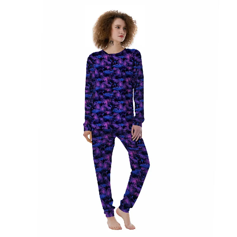 Hawaiian Tropical Dark Purple Print Pattern Women's Pajamas Victoria’s Secret pajama sets