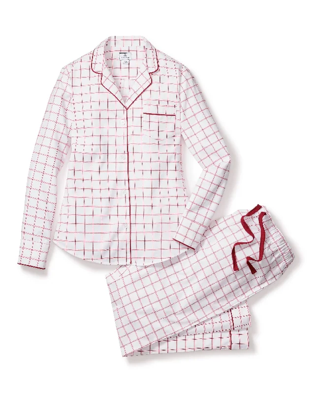 Women's Twill Pajama Set | Garnet Tattersall Long sleeve pajama sets