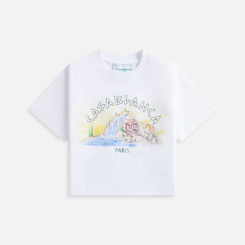 Casablanca Mountain River Printed Baby Tee - White Crewneck sweaters