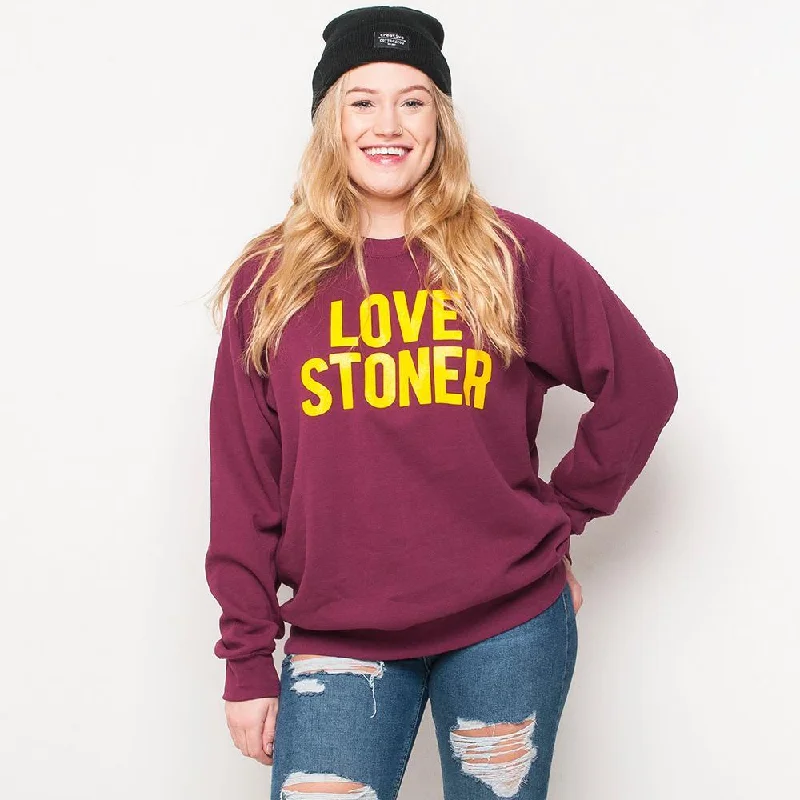 H&L - Love Stoner - Womens Sweat - Burgundy Eco-friendly sweaters