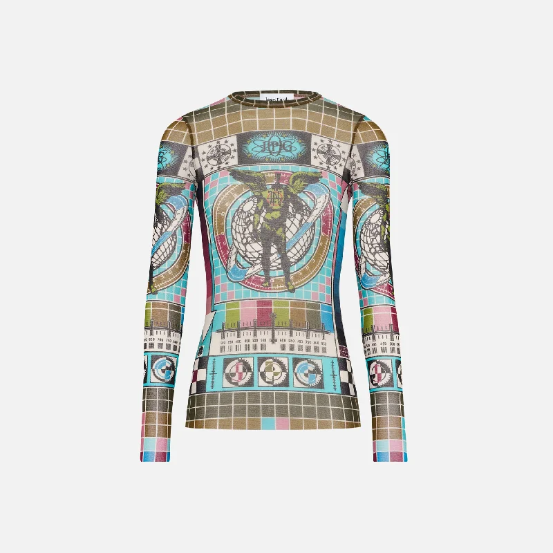 Jean Paul Gaultier Mesh Long Sleeve Top - Printed Mire Best sweaters for cozy nights