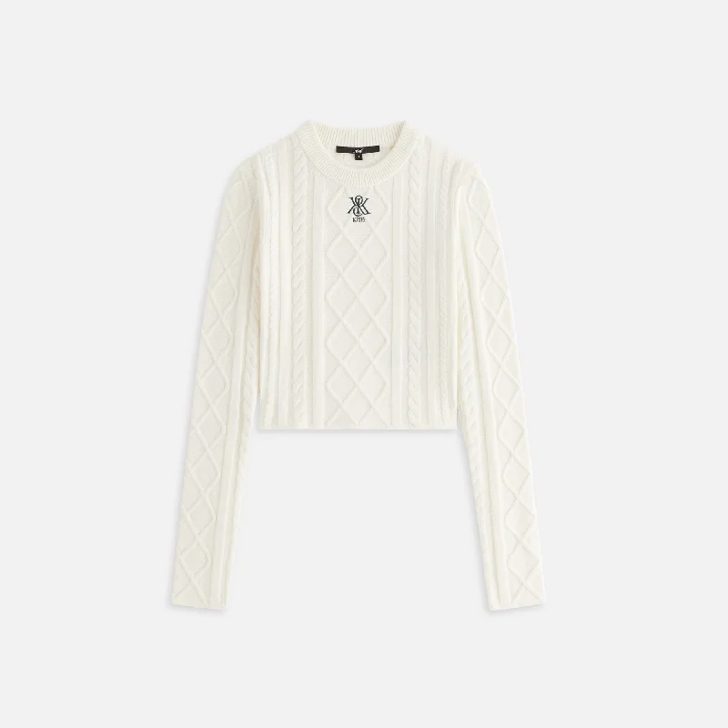 Kith Women Mulberry Cable Knit Crest Long Sleeve - Sandrift Best sweaters for casual wear