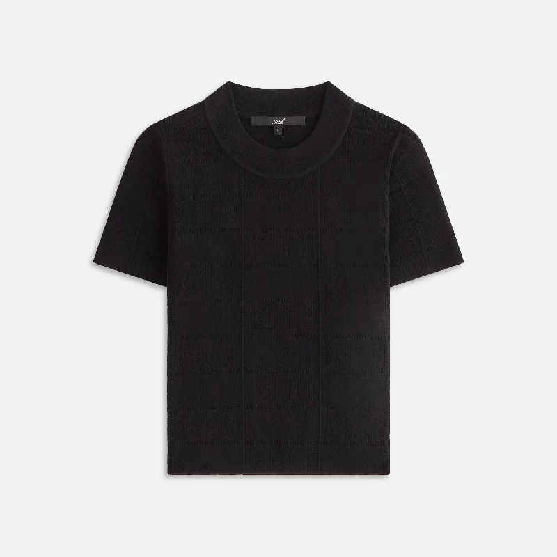 Kith Women Arys Monogram Pointelle Tee - Black Layering sweaters