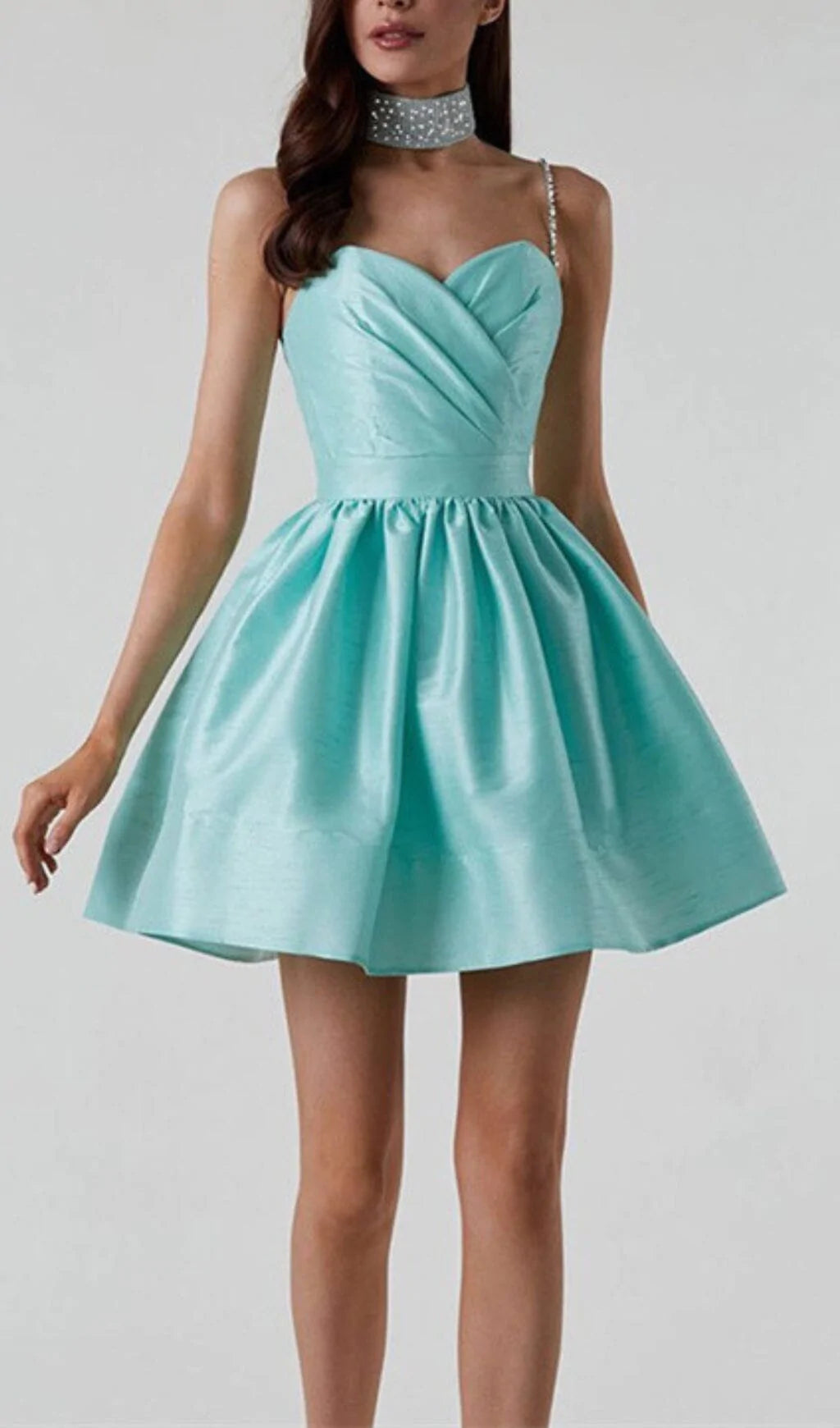 DIAMOND SUSPENDER DRESS IN MINT GREEN Discounted mini dresses