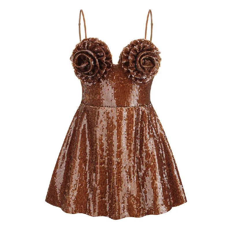 Luxurious Spaghetti Strap Swirl Rosette Bustier Lace Up Sequin Mini Dress Revolve mini dresses