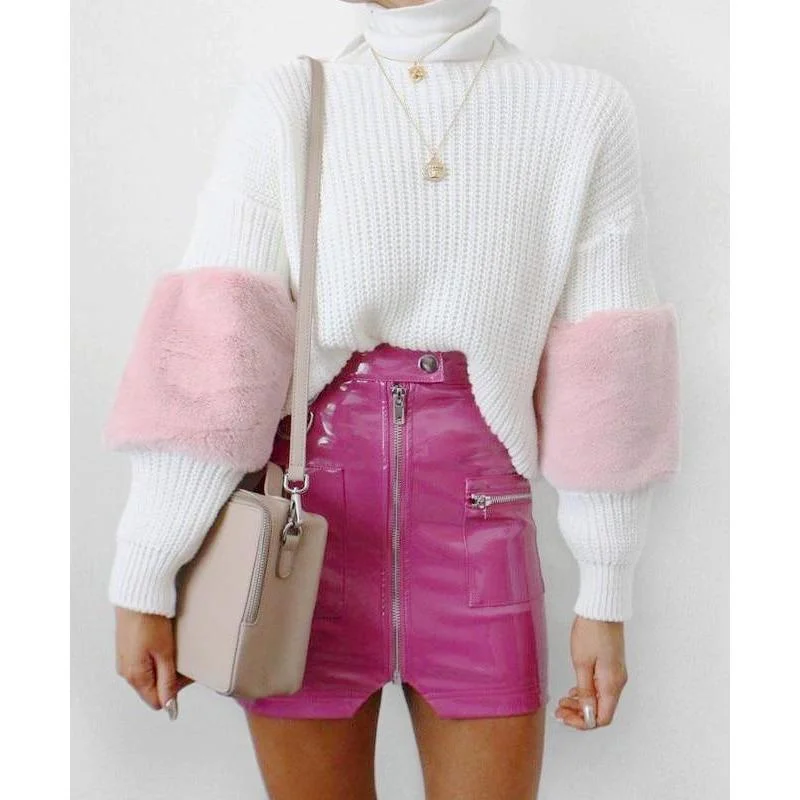 Celeste Pink Leather Skirt Winter unclassified skirts