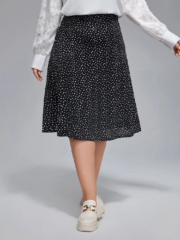 Plus Polka Dot Elastic Waist Skirt Everyday wear unclassified skirts