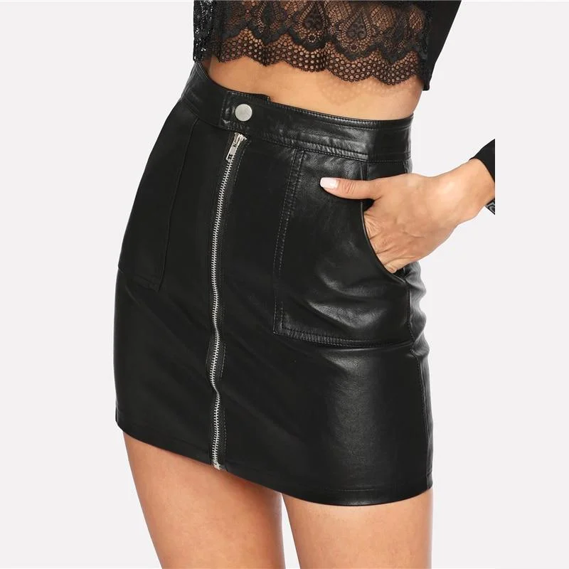 Rede Faux Leather Skirt Trendy new unclassified skirts