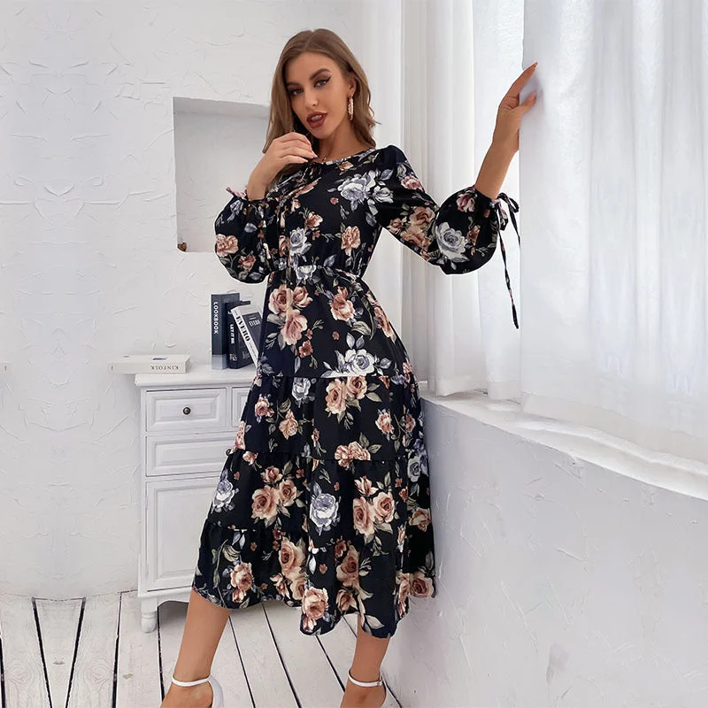 Early Sunset Floral Plisse Midi Dress Halter midi dresses