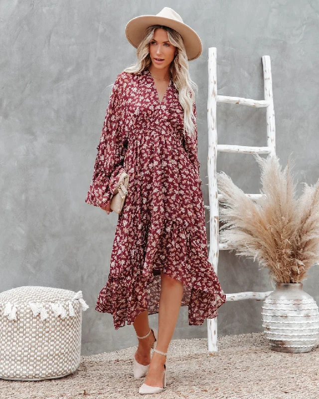 Hailey Floral High Low Midi Dress Holiday midi dresses