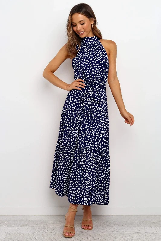 Local Flare Polka Dot Tie Midi Dress Holiday midi dresses