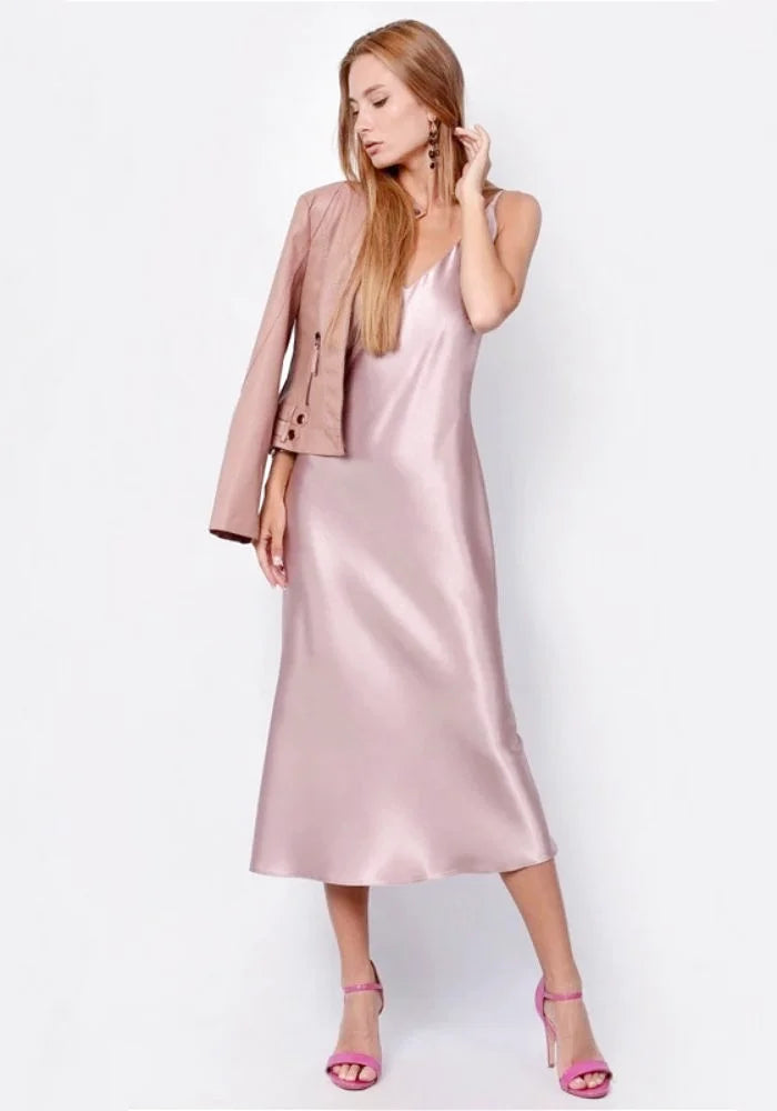 Pink Satin Midi Dress Best midi dresses for plus size