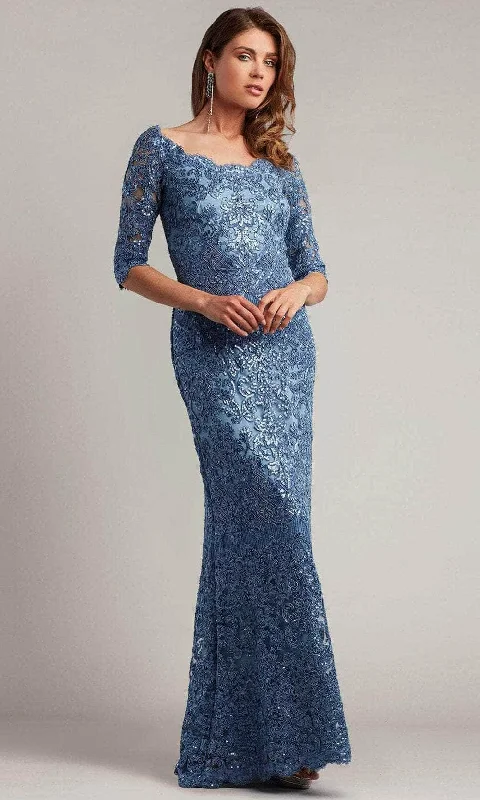 Tadashi Shoji BMN18236L - Liem Off-The-Shoulder Sequin Gown Modest party dresses