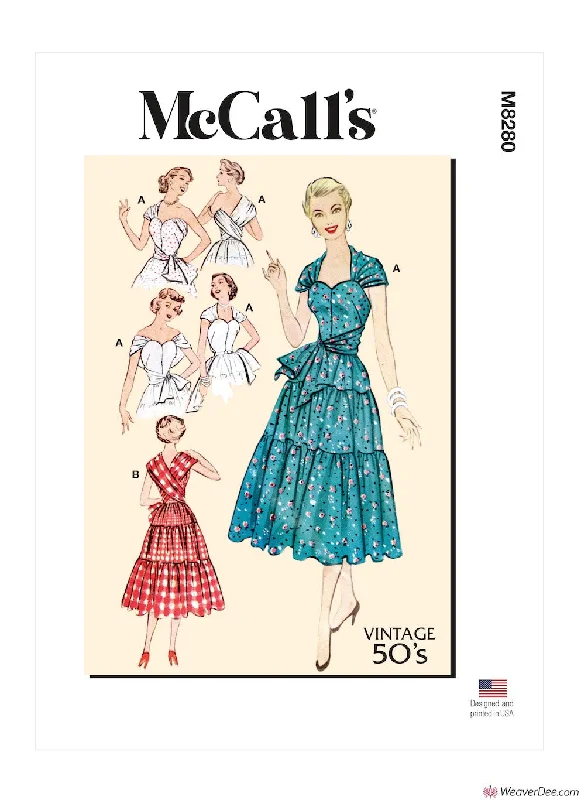 McCall's Pattern M8280 Vintage 1950s Misses' Dresses Edgy floral dresses