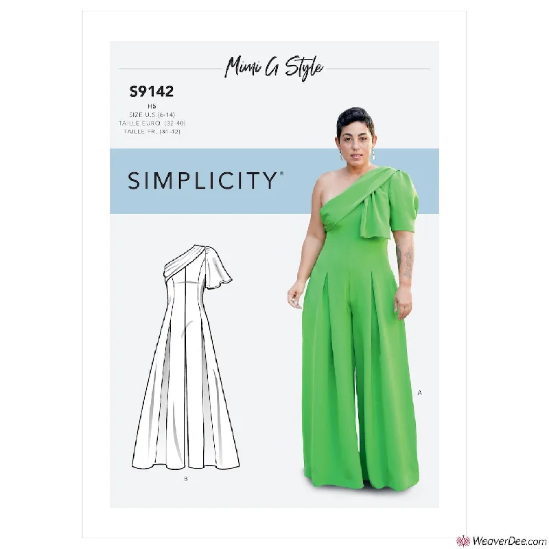 Simplicity Pattern S9142 Misses' Jumpsuit With One Shoulder Drape By Mimi G Style Sexy floral print dresses