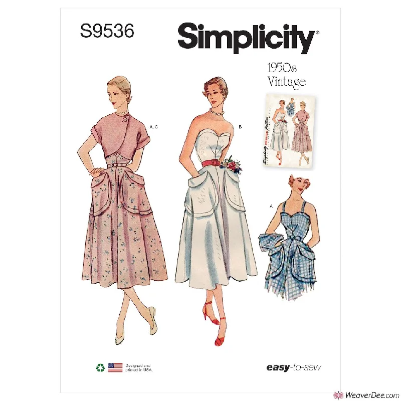 Simplicity Pattern S9536 Misses' Sundress & Bolero - Vintage 1950s Y2K floral dresses