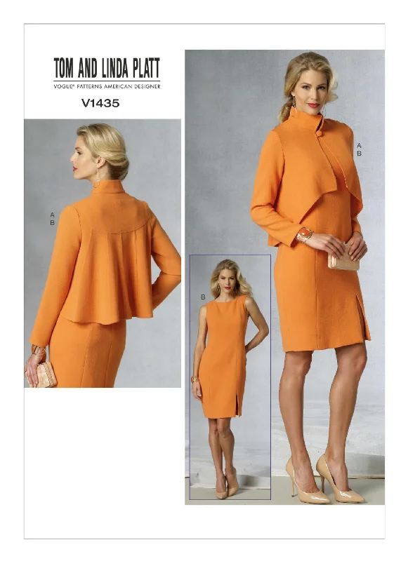 Vogue Pattern V1435 Misses' Back-Flare Jacket & Sleeveless Dress Flattering floral dresses for all body types