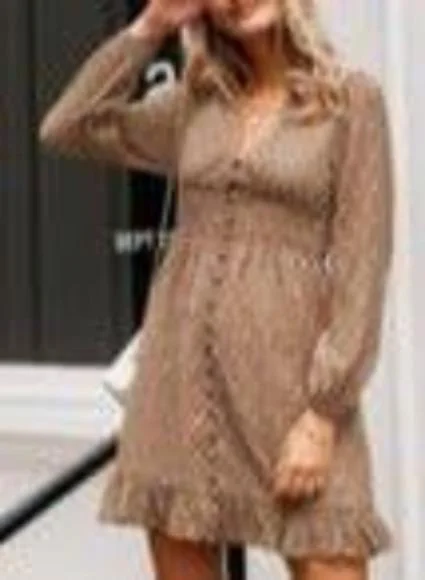 Sexy V-Neck Chiffon Dress-Brown Affordable unclassified dresses